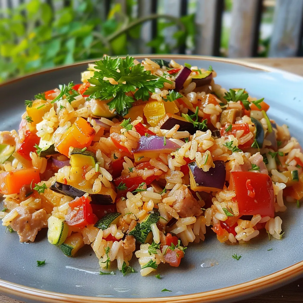 Rezept für Gemüse-Thunfisch-Reisauflauf