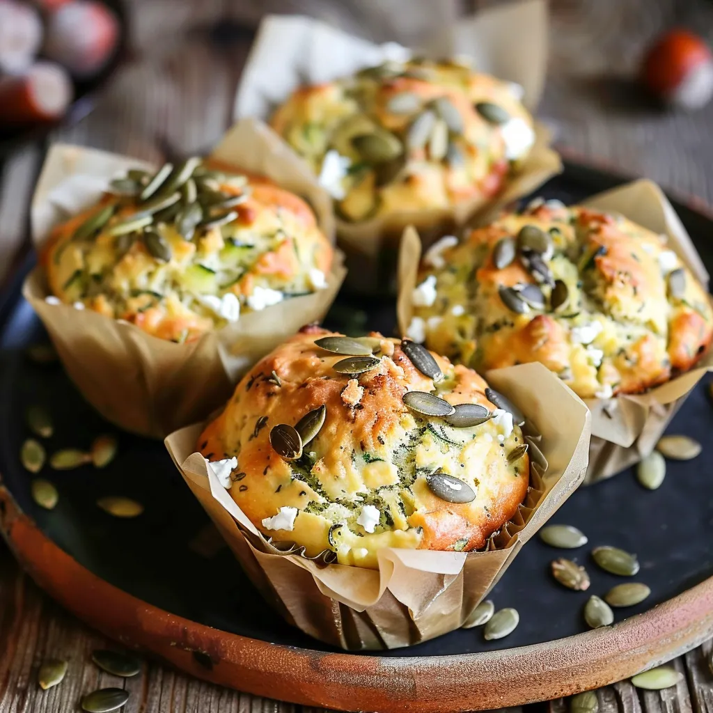 Zucchini-Muffins mit Käse und Kürbiskernen