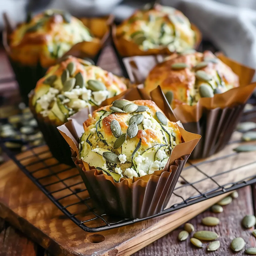 Rezept für Zucchini-Ziegenkäse-Muffins mit Kürbiskernen