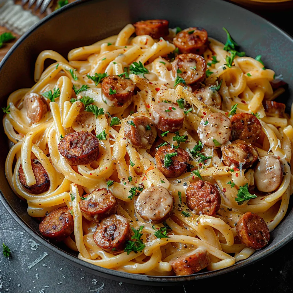 Cremige Cajun Pasta mit Wurst