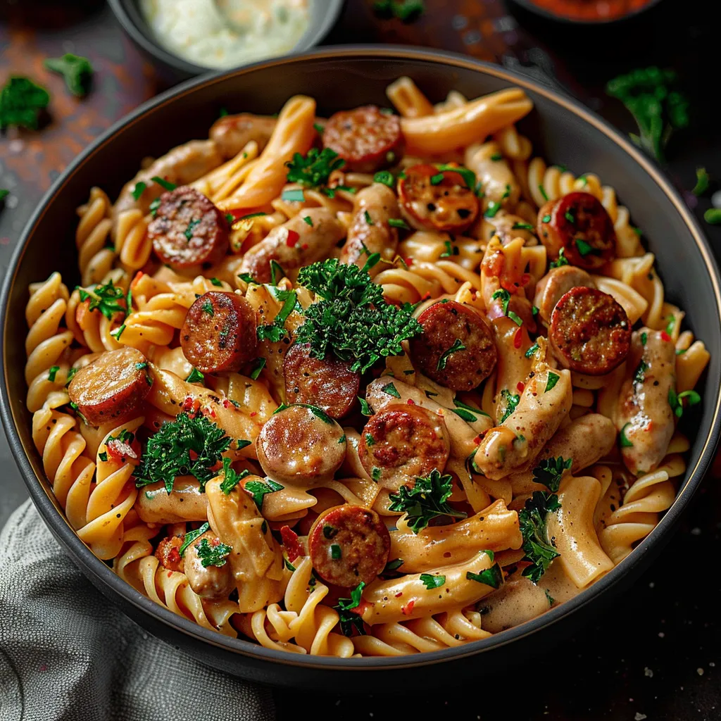 Cremige Cajun-Pasta mit Bratwurst - Schnelles 30-Minuten Rezept