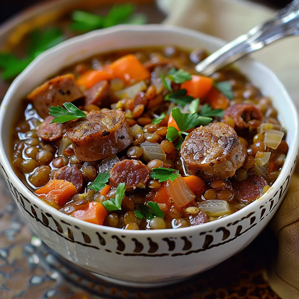 Linsen mit Würstchen - Traditionelles deutsches Rezept