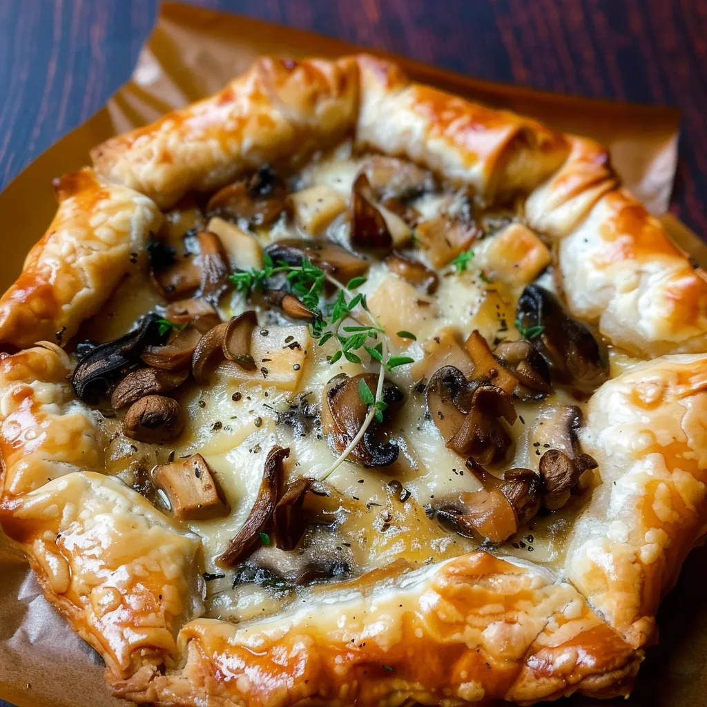 Knusprige Tarte mit Mozzarella und Champignons