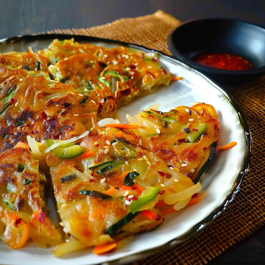Yachaejeon - Koreanische Pfannkuchen mit frischem Gemüse