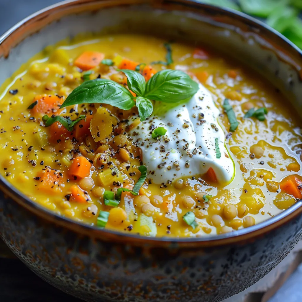 Einfaches Gericht: Suppe mit grünen Linsen, Karotten und Lauch