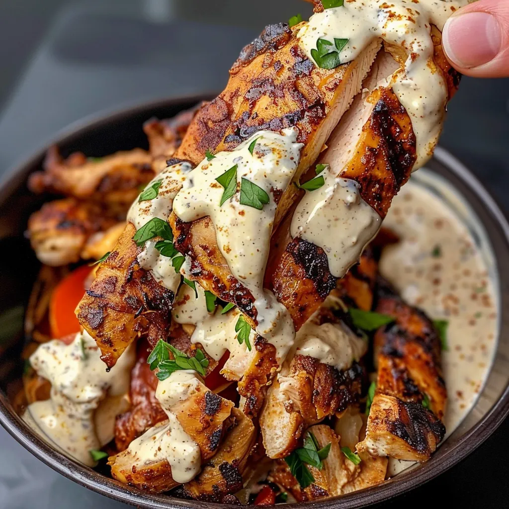 Hähnchen Shawarma mit cremiger Knoblauchsauce