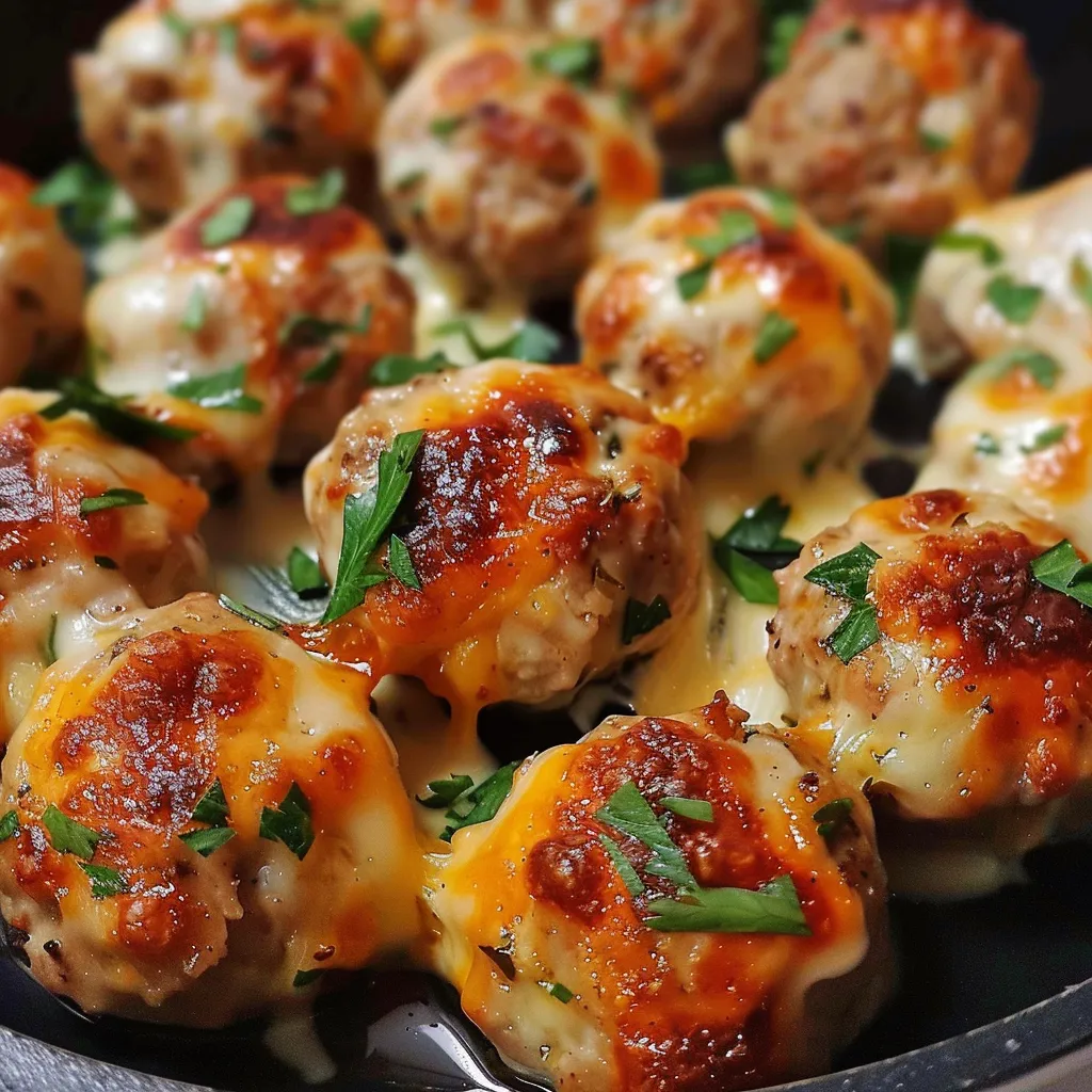 Einfaches Gericht: Mozzarella-gefüllte Hähnchenbällchen