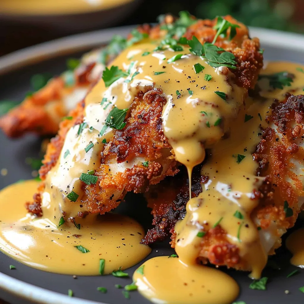 Bretzel-Knusper-Poulet mit Cheddar-Mustard-Sauce