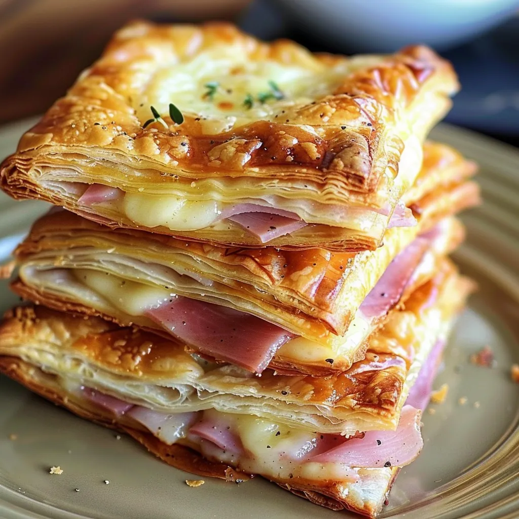 Einfache Schinken-Käse-Blätterteigtaschen