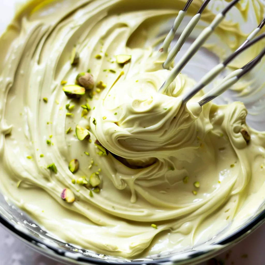 Geschlagene weiße Schokoladen-Pistazien-Ganache - Einfach und Delikat