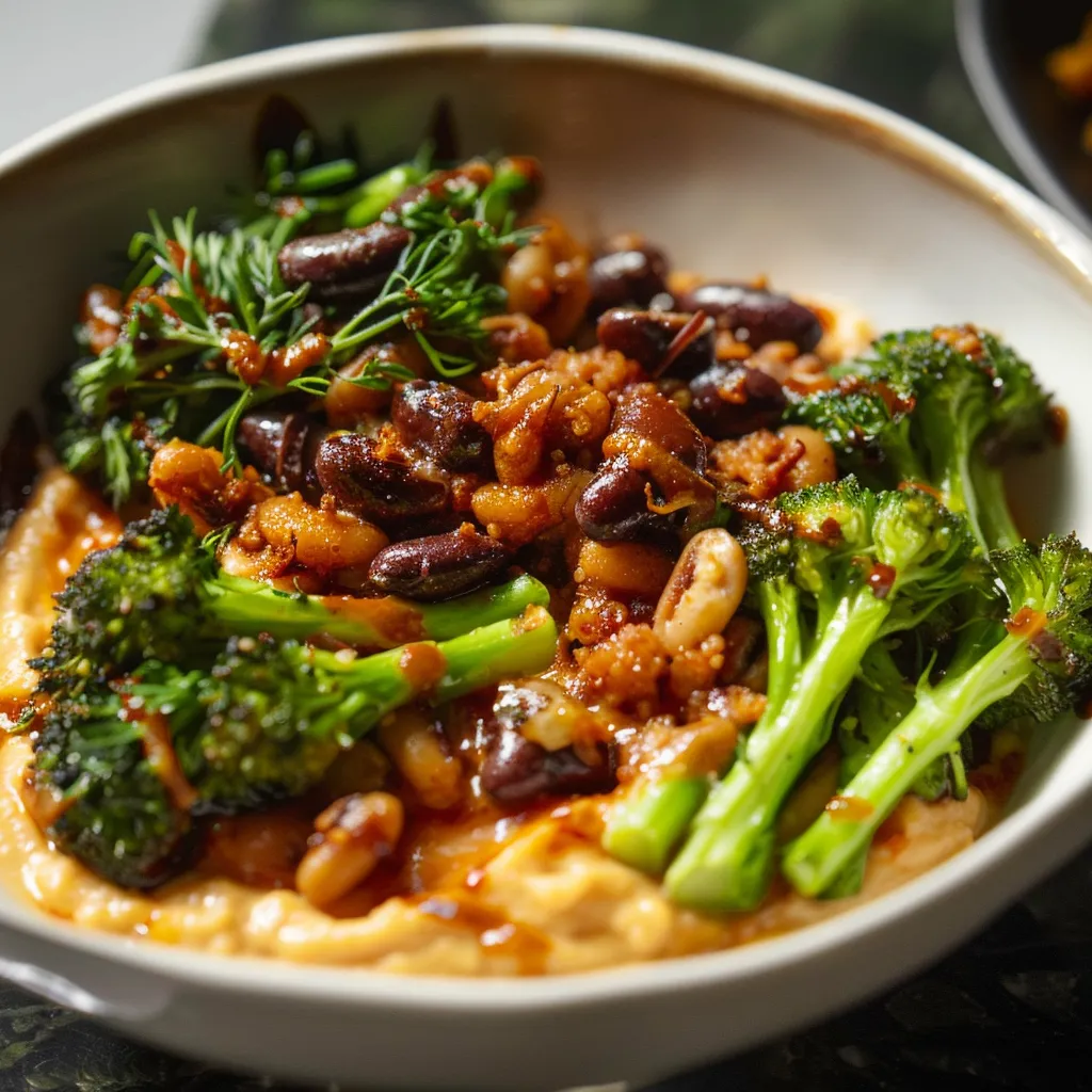 Süßkartoffel-Schüssel mit Miso und Tahini - Kreatives vegetarisches Gericht