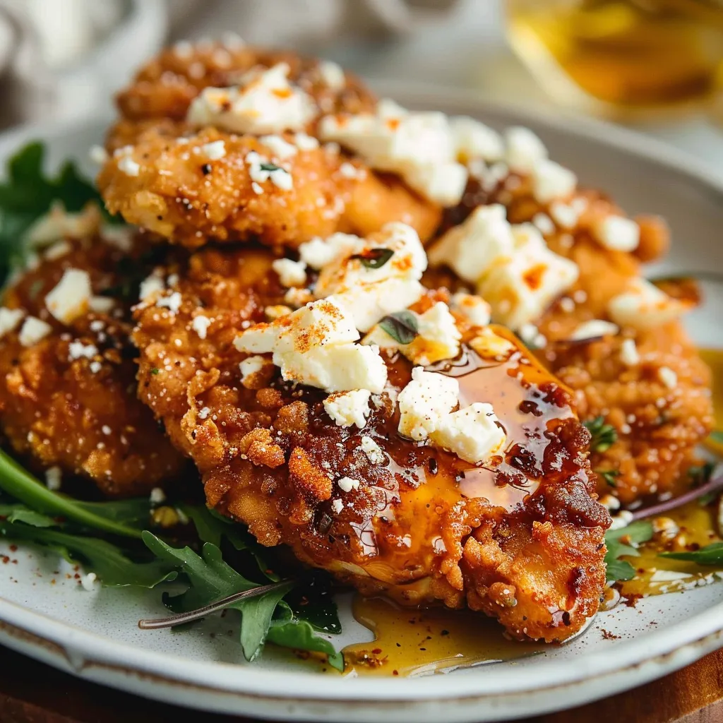 Knuspriges Hähnchen mit Feta und würzigem Honig