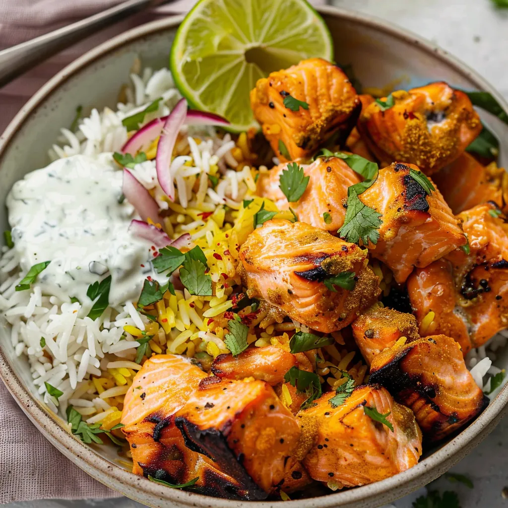 Reisschale mit Tandoori-Lachs in 20 Minuten