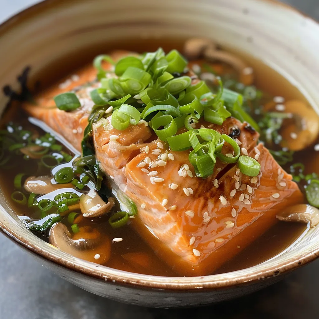 Kanadischer Wildfang-Saumon im würzigen Miso-Bouillon