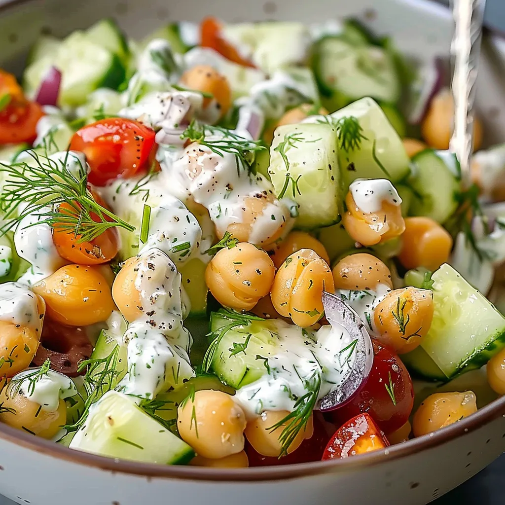 Kichererbsen-Tzatziki-Salat - Einfaches vegetarisches Gericht