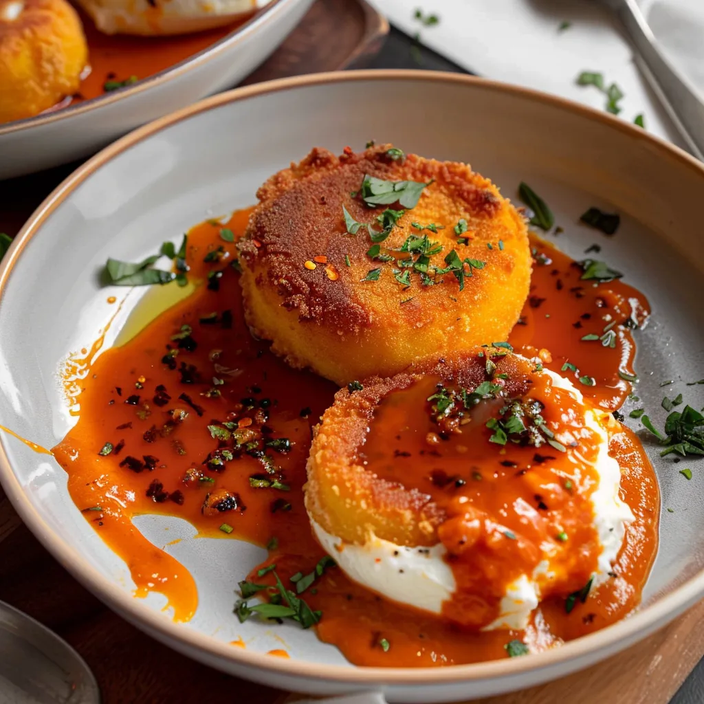 Frittierte Burrata mit Tomaten-Sahne-Soße - Überraschende italienische Variation