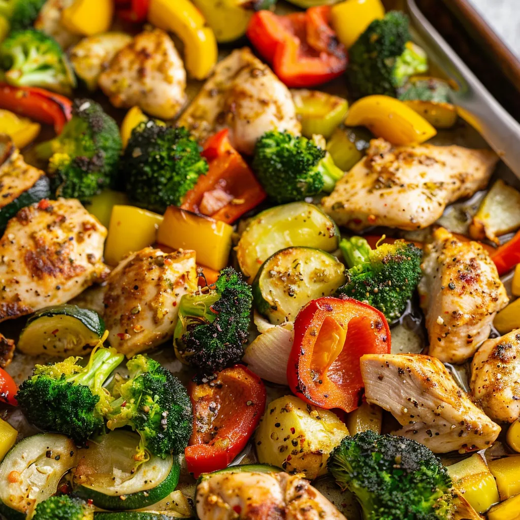 Poulet und Gemüse aus dem Ofen