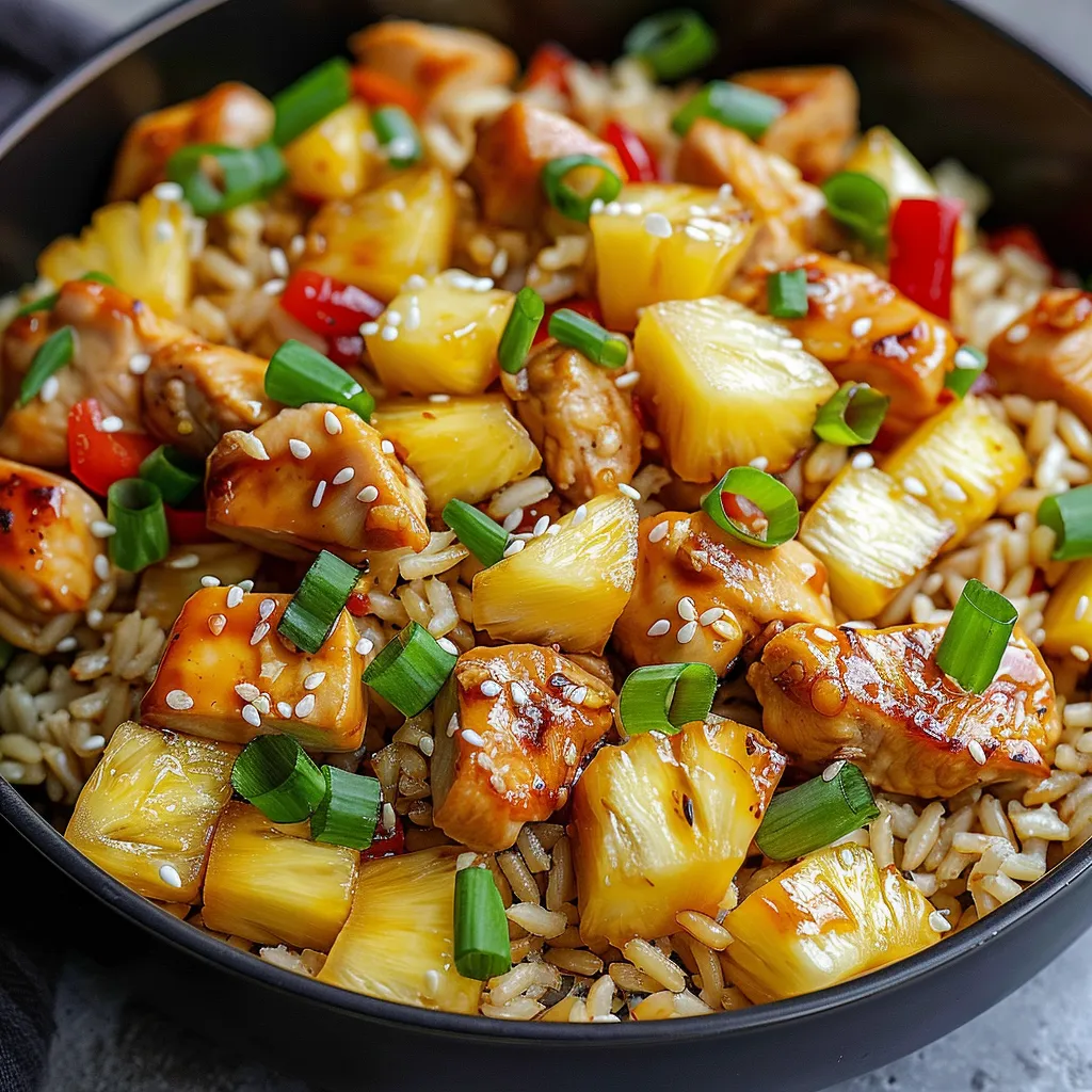 Einfaches Ananas-Hähnchen mit Reis