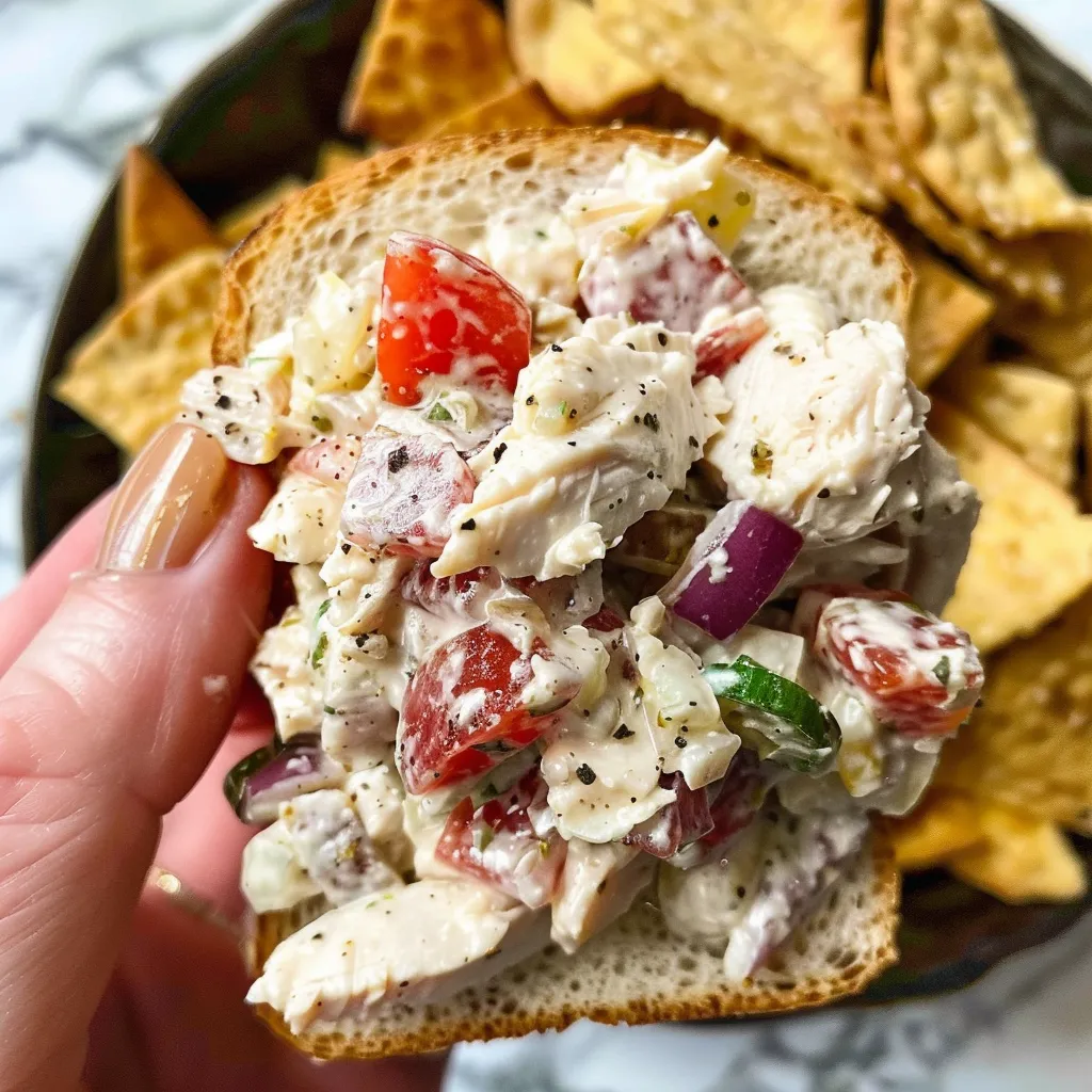 Italienischer Poulet-Salat mit Wurst und Käse