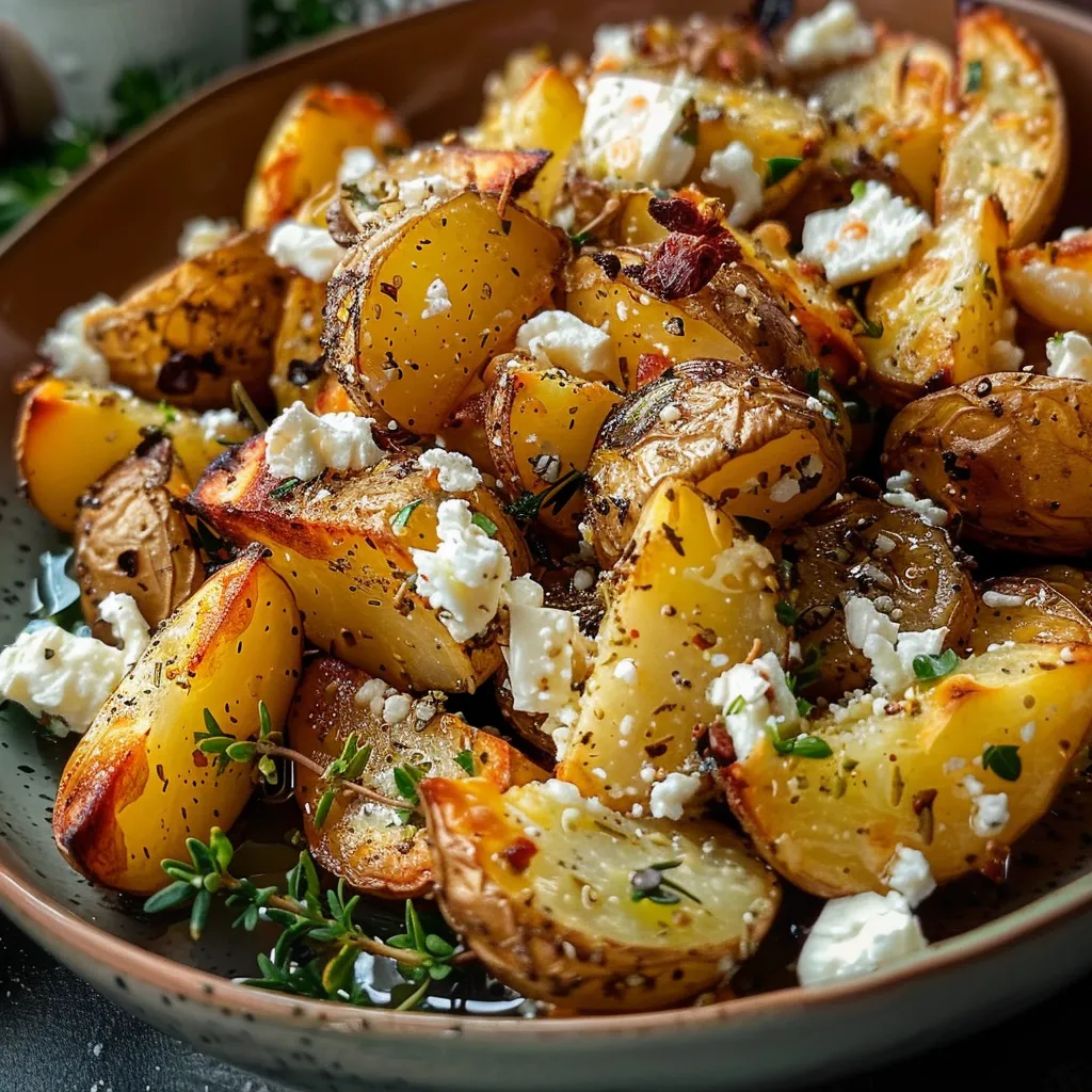 Knusprige Kartoffeln mit Feta und Knoblauch