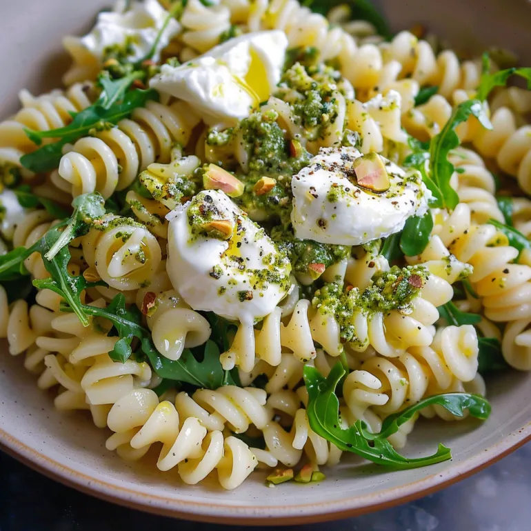 Burrata-Nudelsalat: leichtes italienisches Gericht