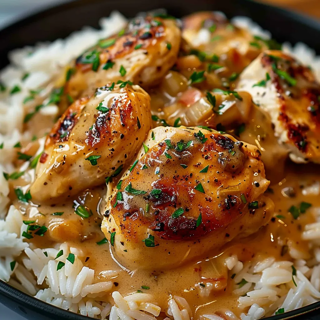Geschmortes Huhn mit Reis