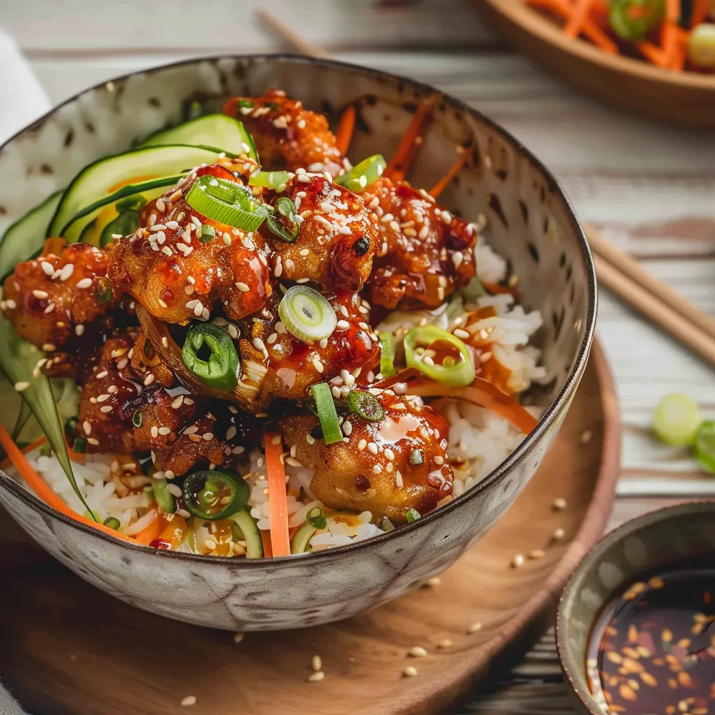 Karaage-Hähnchen Reisschüssel: Einfaches japanisches Gericht