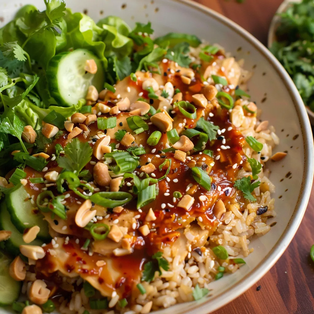 Knuspriger Reis mit Satay-Dressing