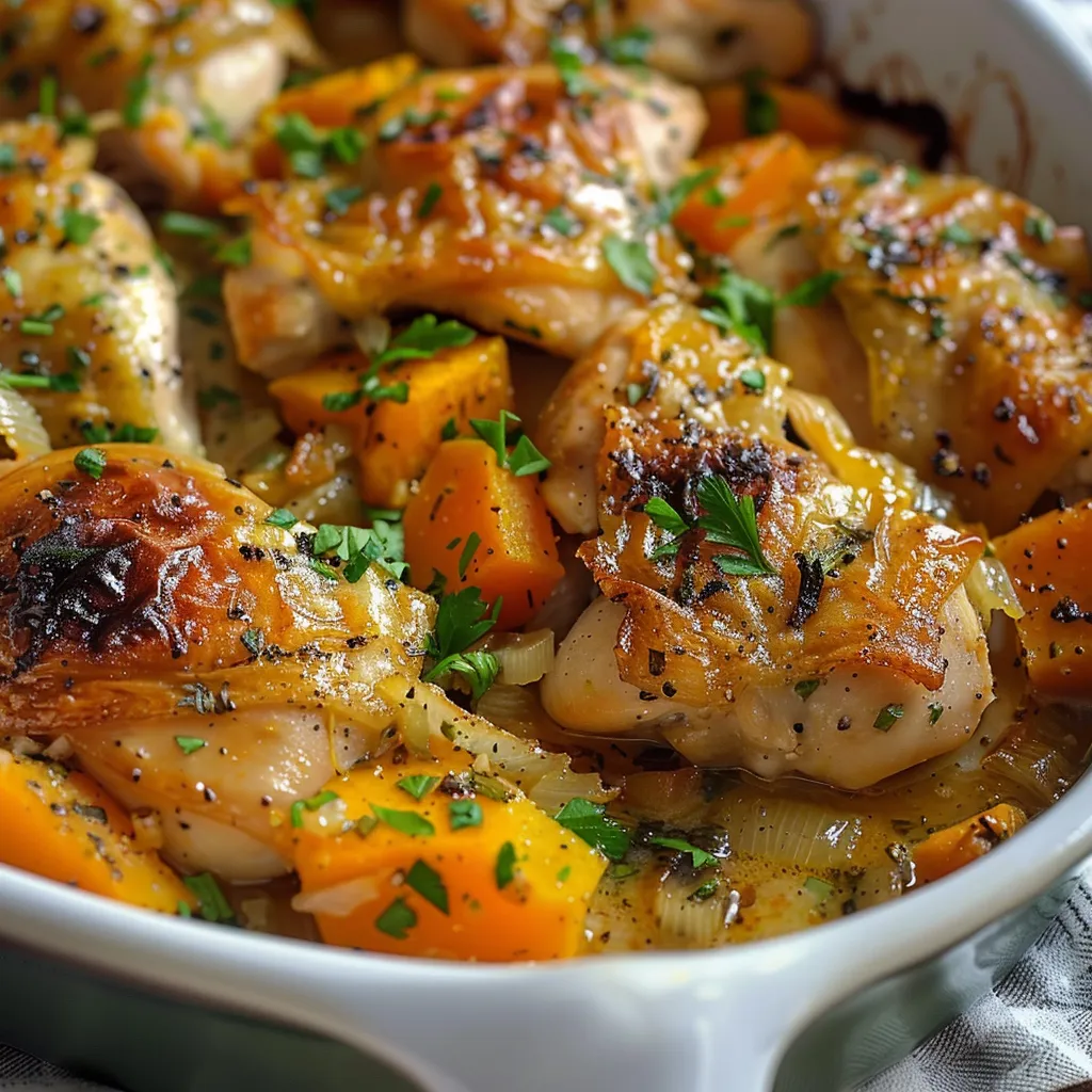 Butternut Gratin mit Hähnchen und Lauch
