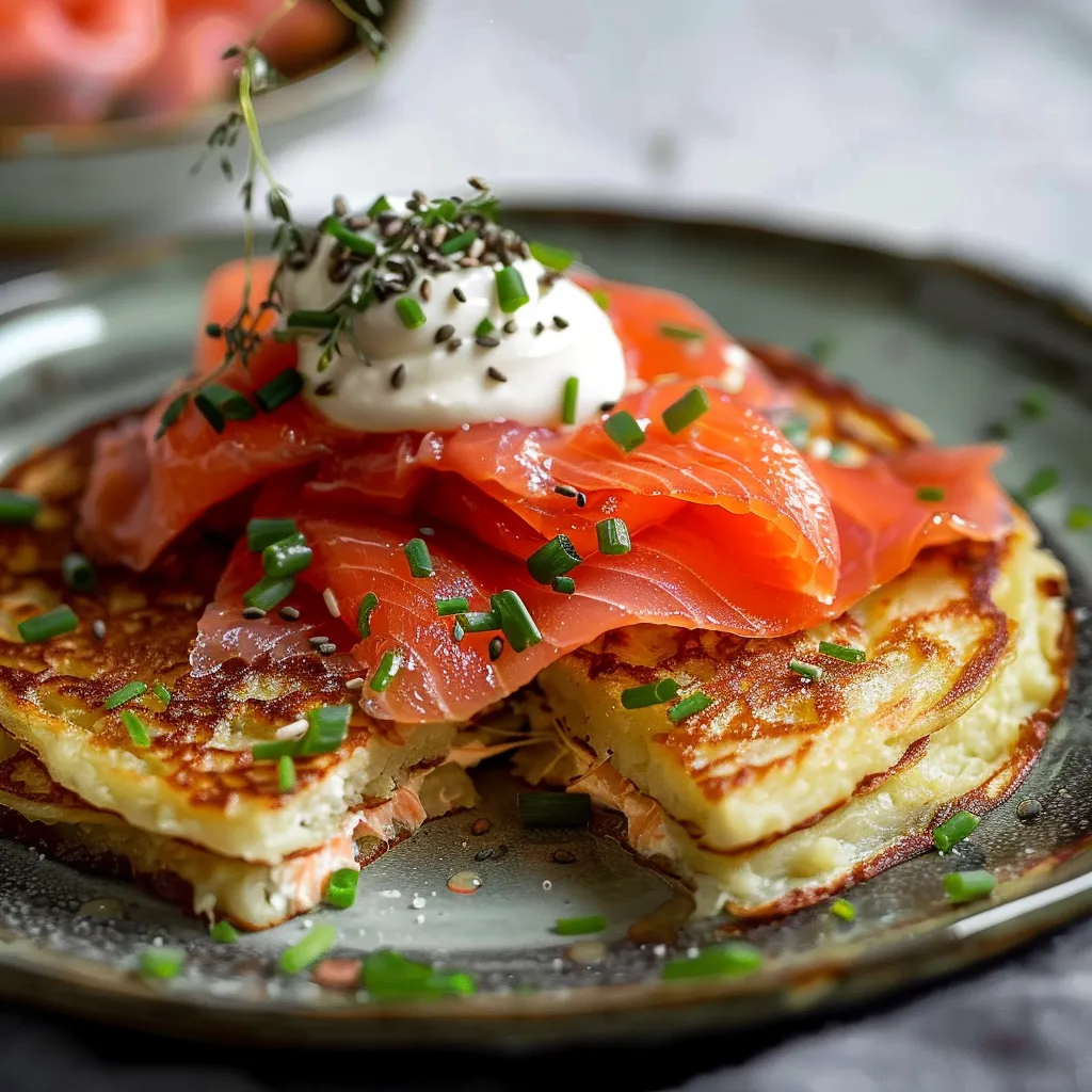 Knusprige Kartoffelgalette mit Lachs & cremiger Sauce