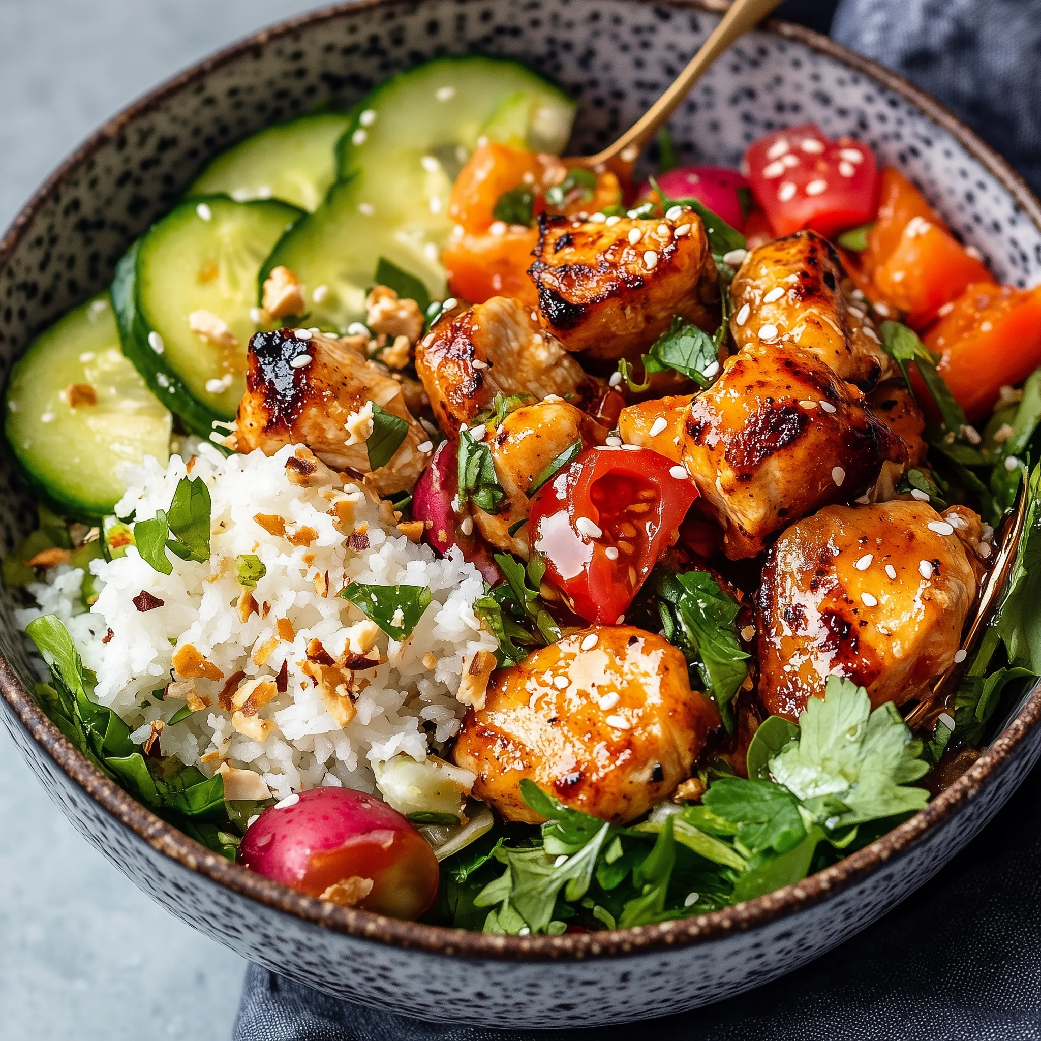 Honig-Harissa-Hähnchen Bowls - Einfaches Gericht