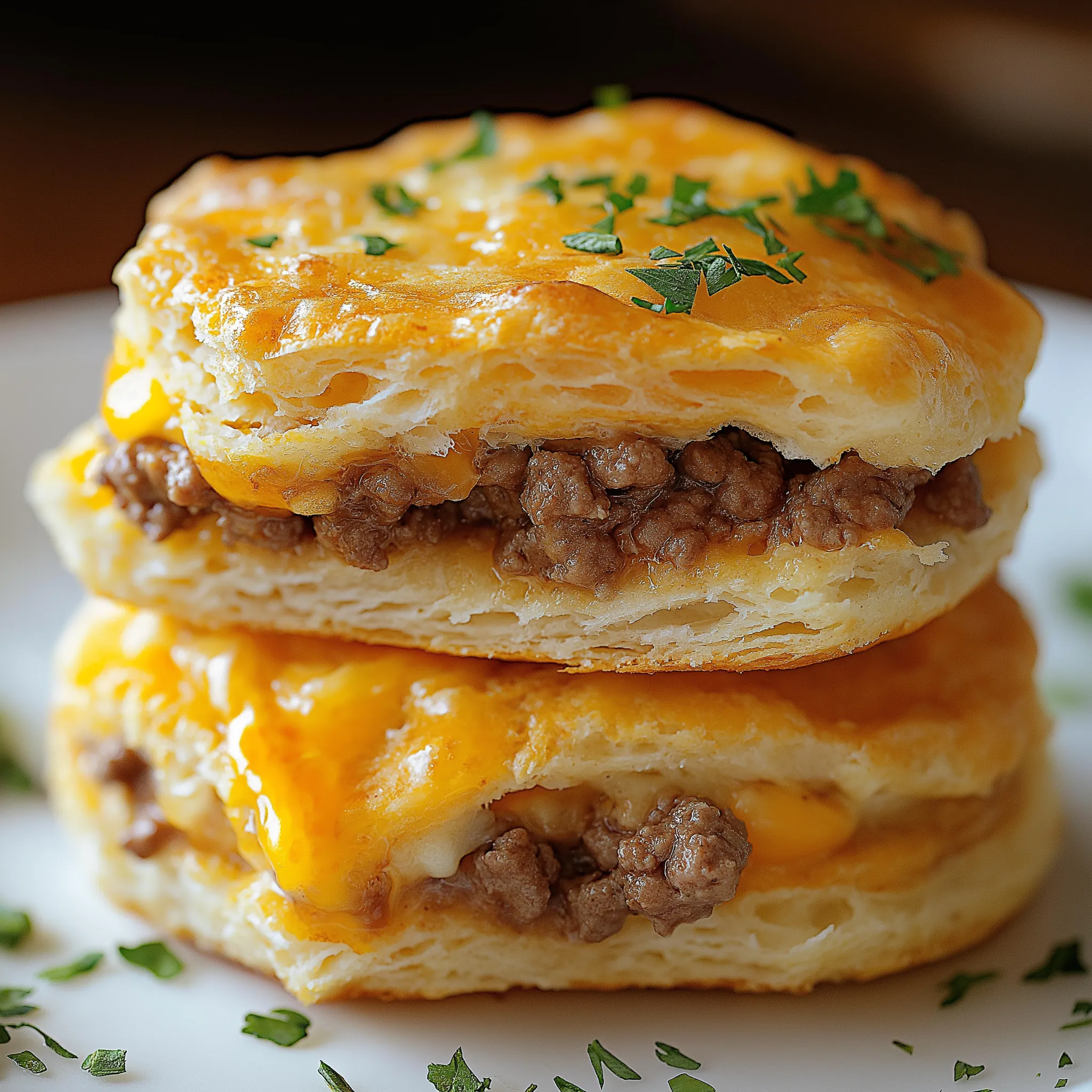 Saftige Biskuits mit Hackfleisch und Cheddar