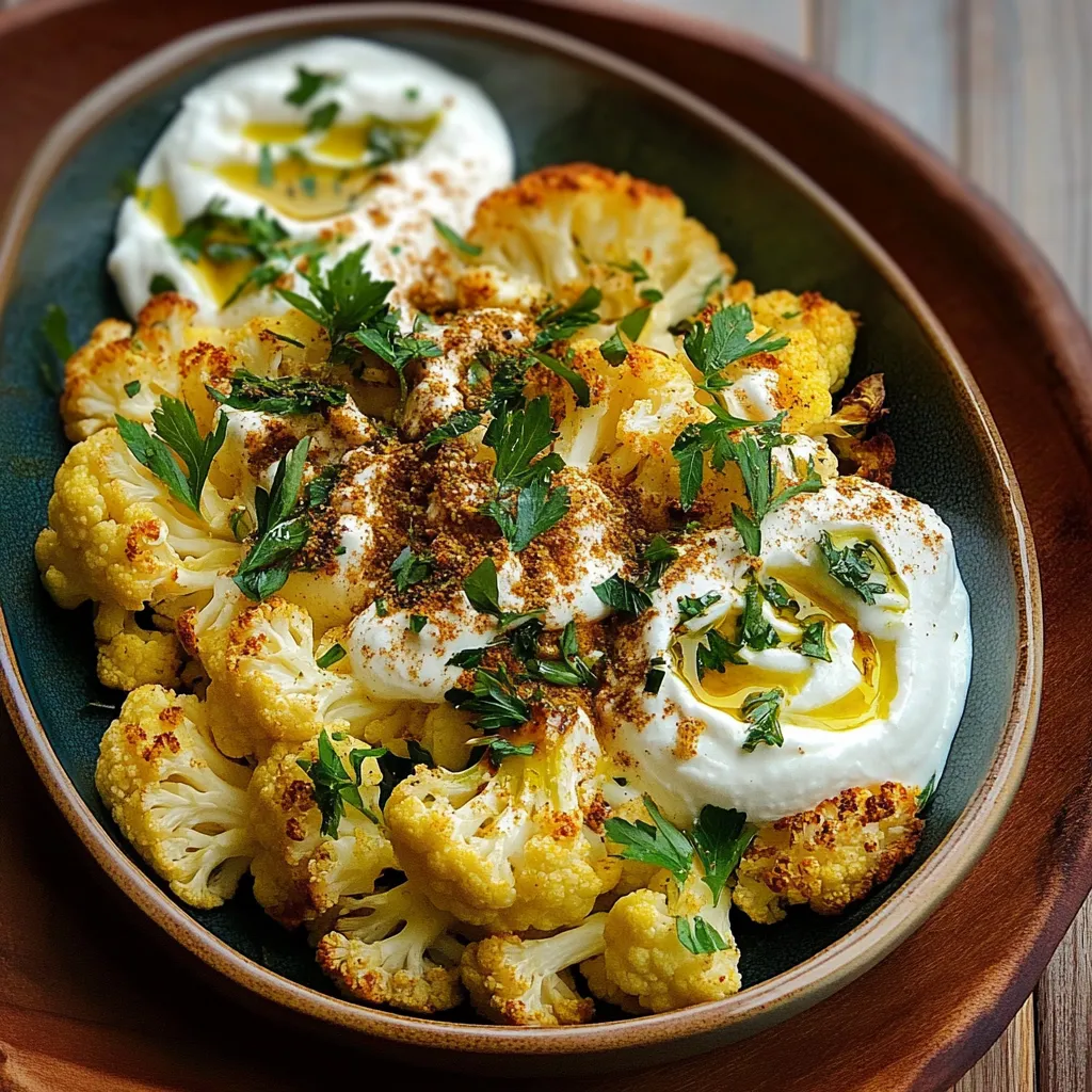 Za'atar-gerösteter Blumenkohl mit Kräuter-Labneh