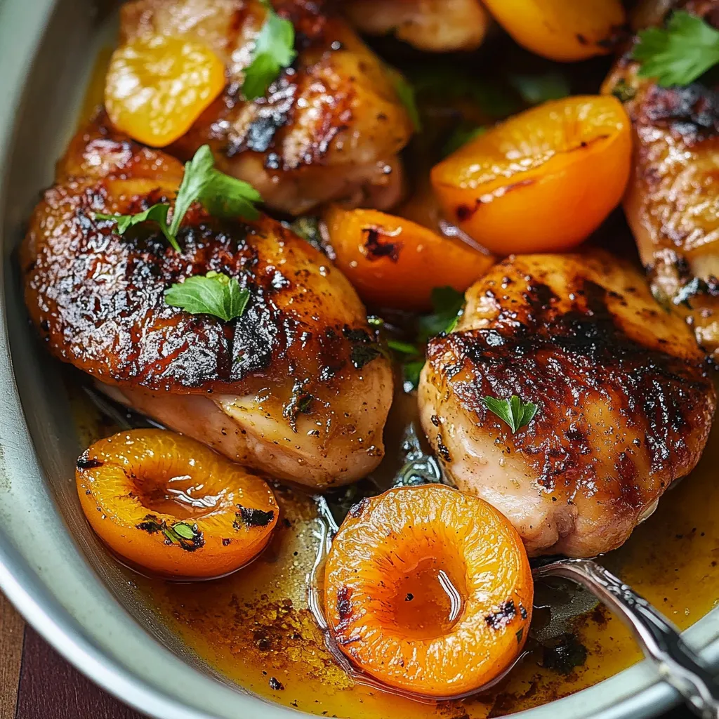 Marokkanisches gegrilltes Hähnchen mit Aprikosen - Authentisches Gericht