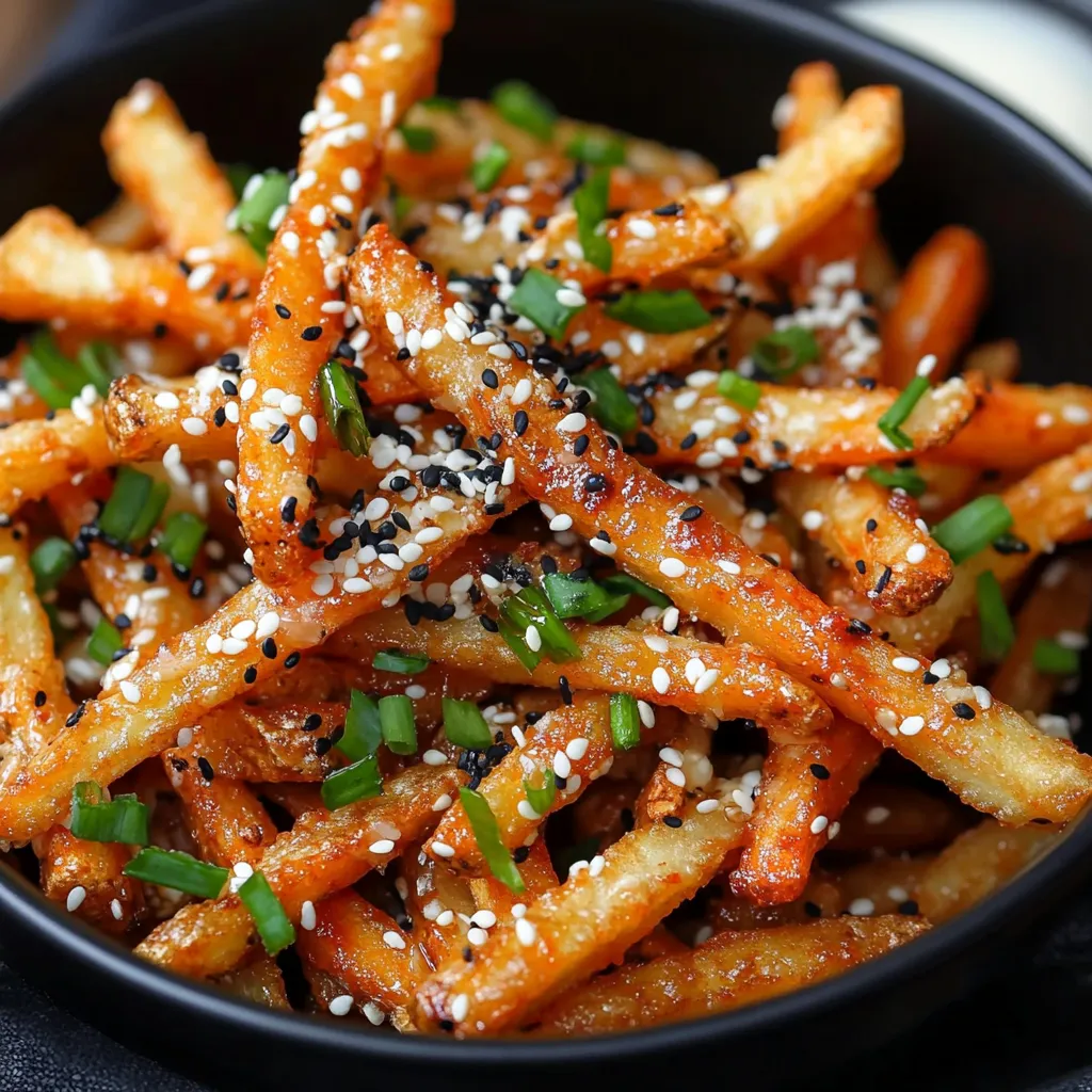 Würzige Knoblauch-Sesam-Pommes - Einfaches Gericht
