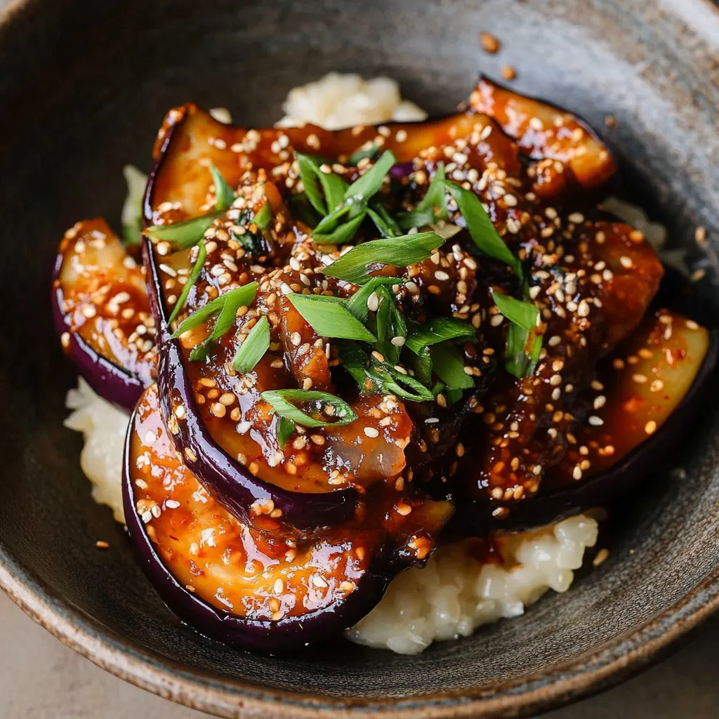 Auberginen mit Gochujang und Knoblauch