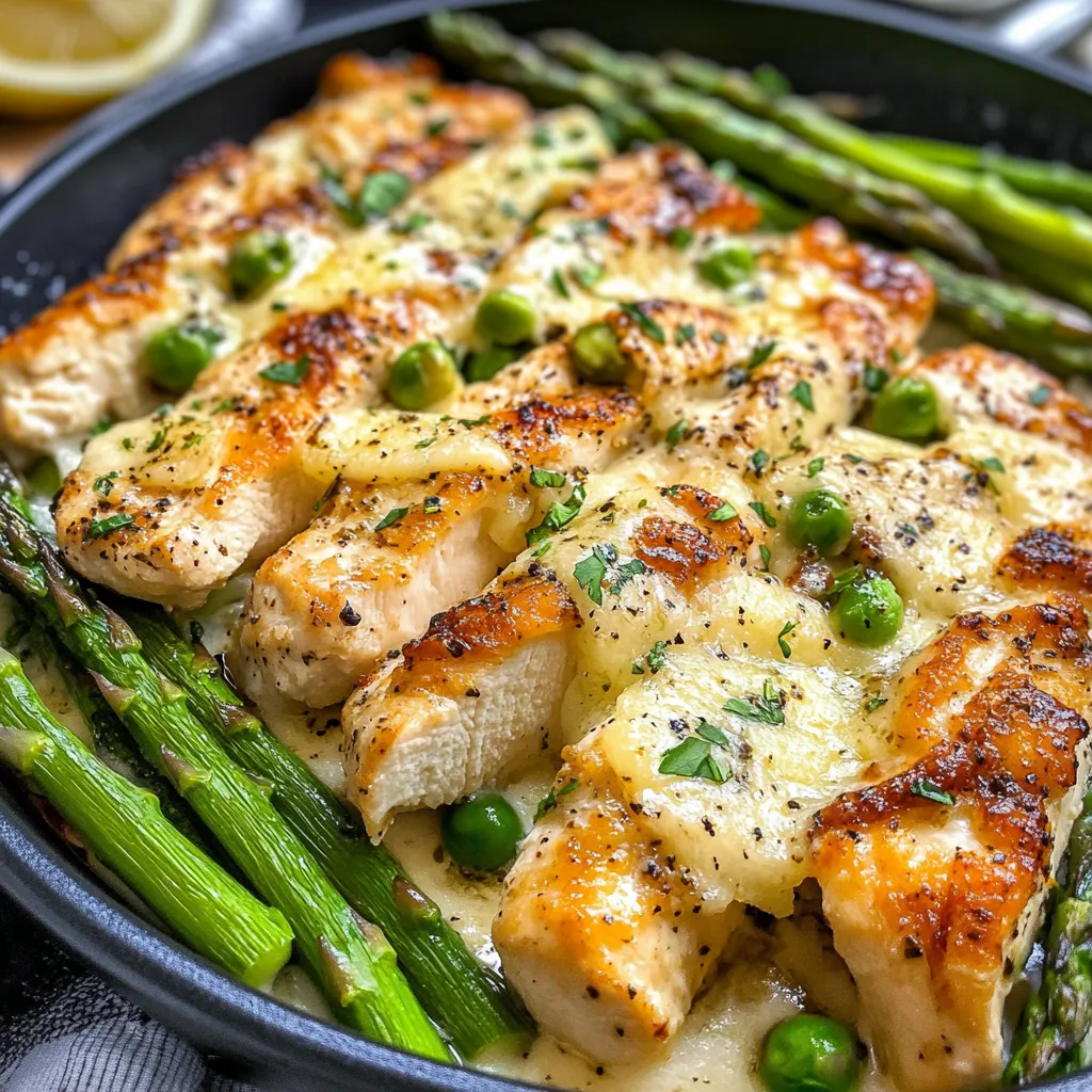 leckeres Caesar-Hähnchen mit Spargel