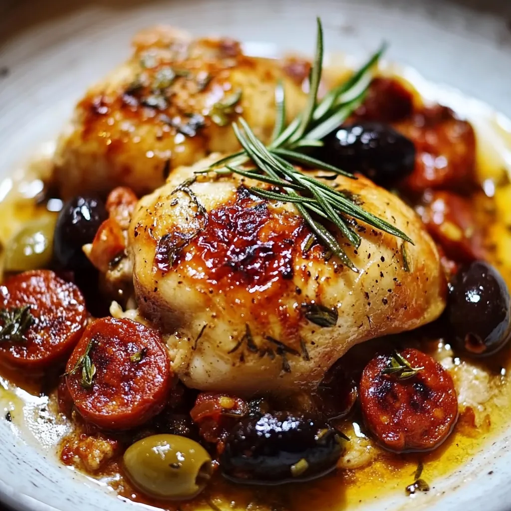 Huhn mit Chorizo, Rosmarin und Oliven