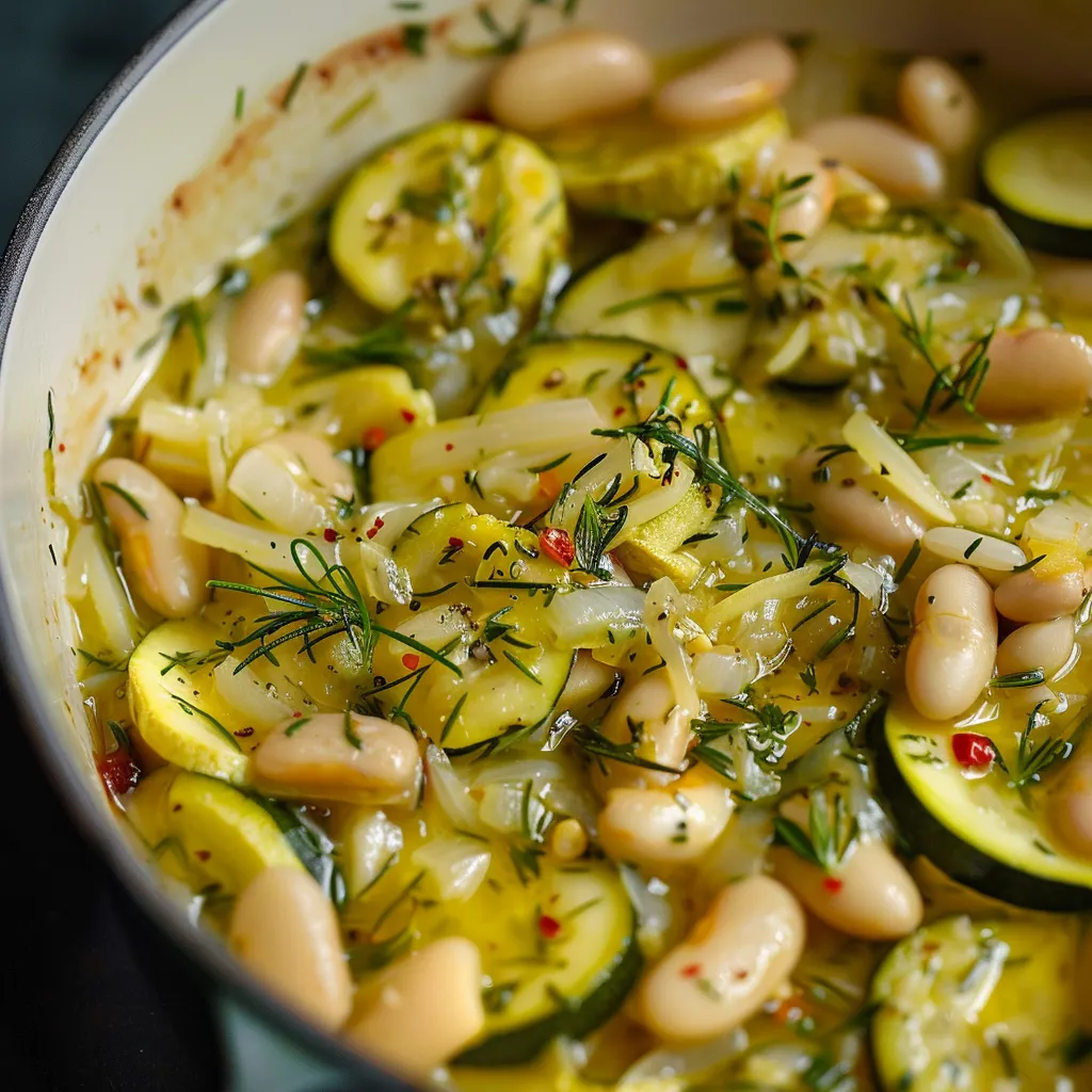 Geschmorte weiße Bohnen mit marinierten Zucchini – Veggie Genuss