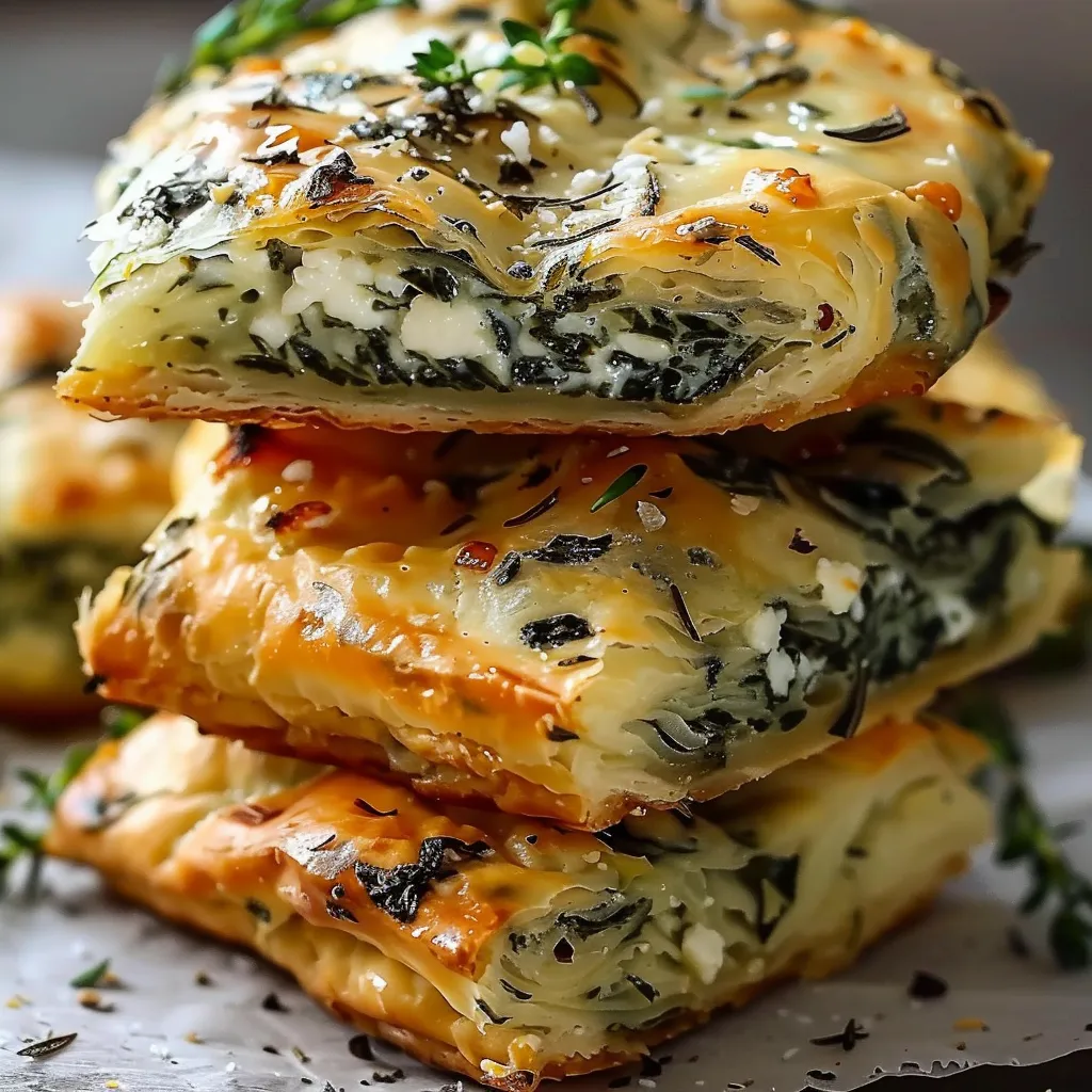 Knusprige Spanakopita-Bissen mit Spinat und Feta