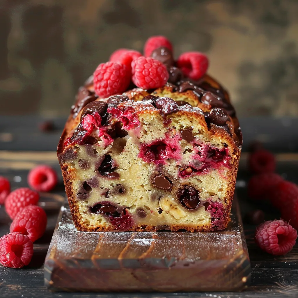 Saftiges Bananenbrot mit Schokolade und Beeren