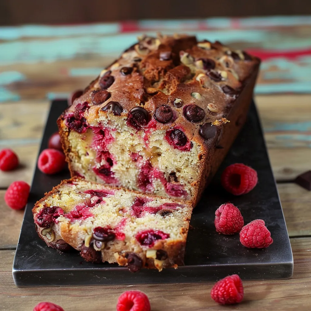 Bananenkuchen mit Schokolade und Himbeeren – Genuss pur
