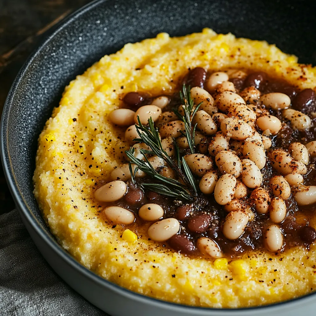 Gebackene Mais-Polenta mit weißen Bohnen