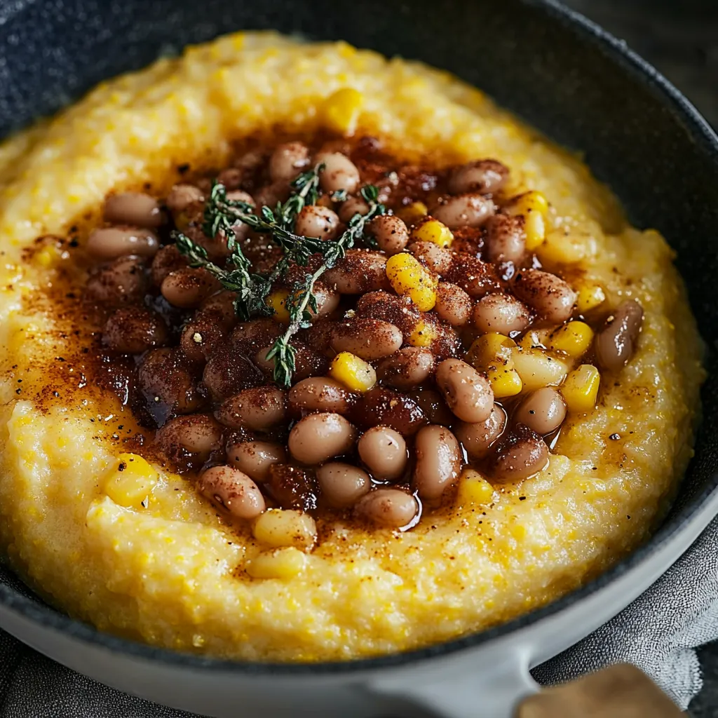 Polenta aus Zuckermais mit weißen Bohnen – vegetarisch