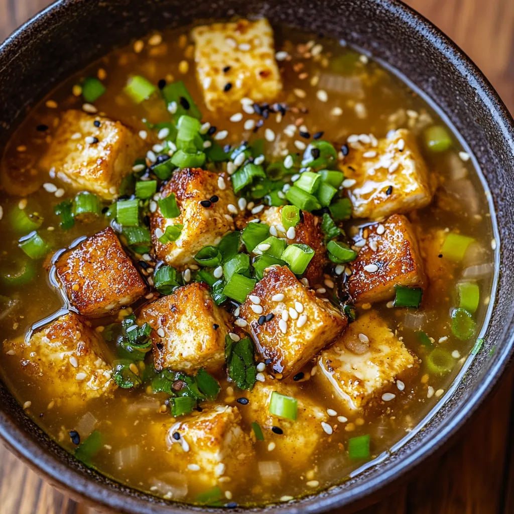 Miso-Ingwer-Suppe mit knusprigem Tofu