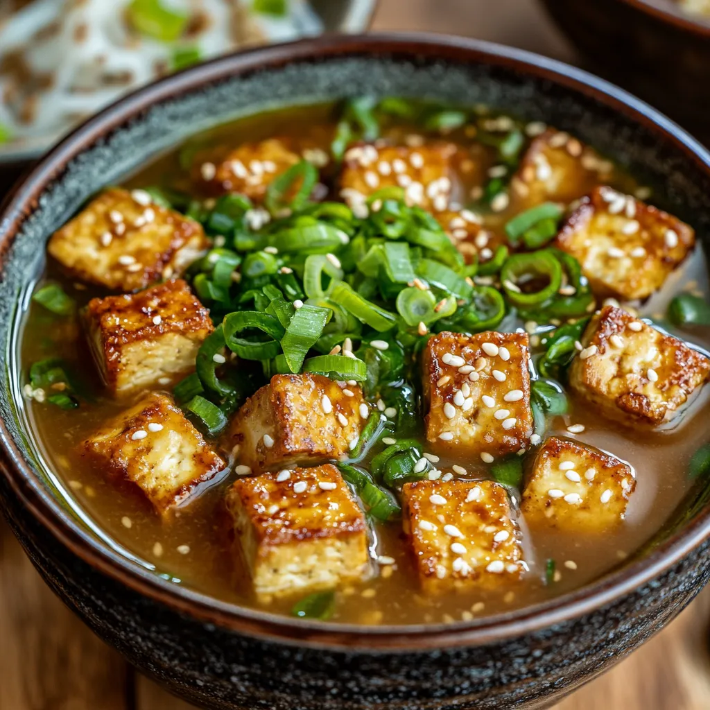 Miso-Ingwer-Suppe mit krossem Tofu – Einfaches Gericht