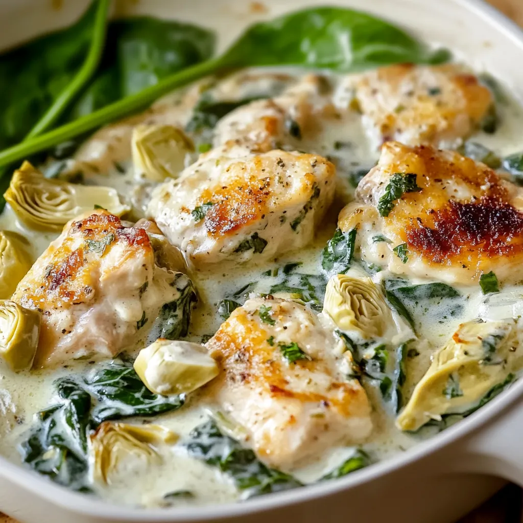 Saftiges Poulet mit Spinat und Artischocken