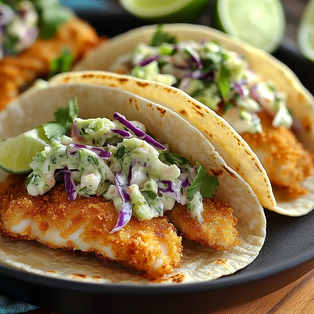 Knusprige Fisch-Tacos mit frischem Krautsalat und Limette