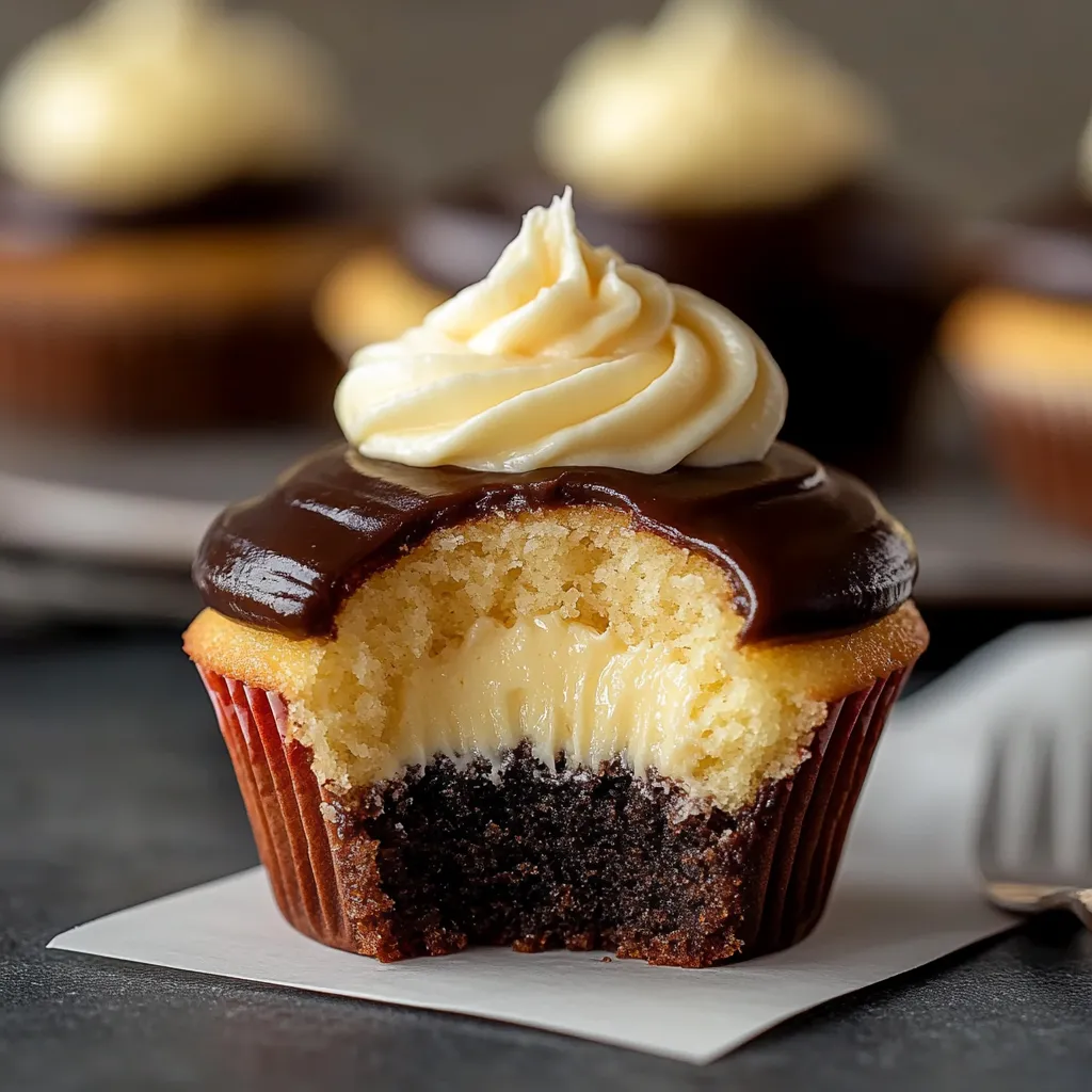 Herrliche Boston Cream Cupcakes mit Schokolade