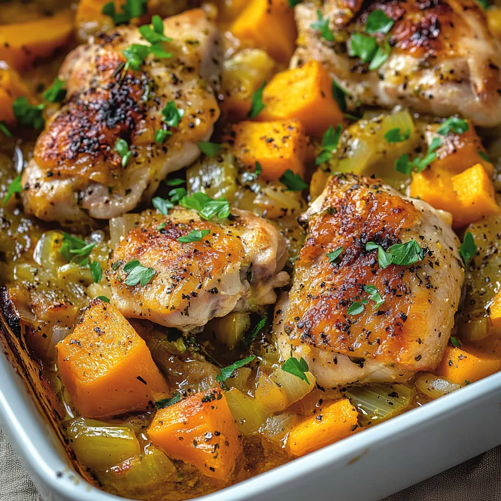 Ofengericht mit Huhn, Lauch und Butternut – goldgelb gratiniert
